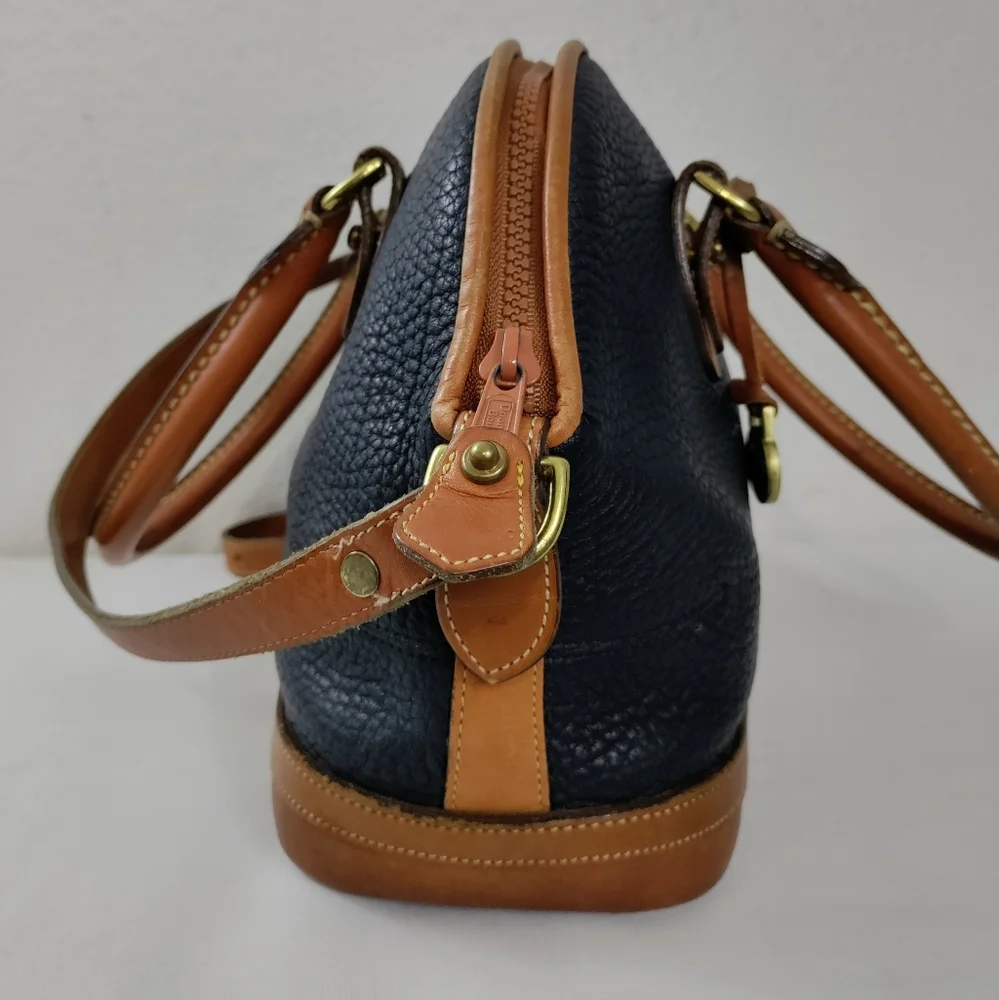 Dooney & Bourke Vintage Norfolk AWL Navy Blue Dome Satchel - Picture 5 of 13